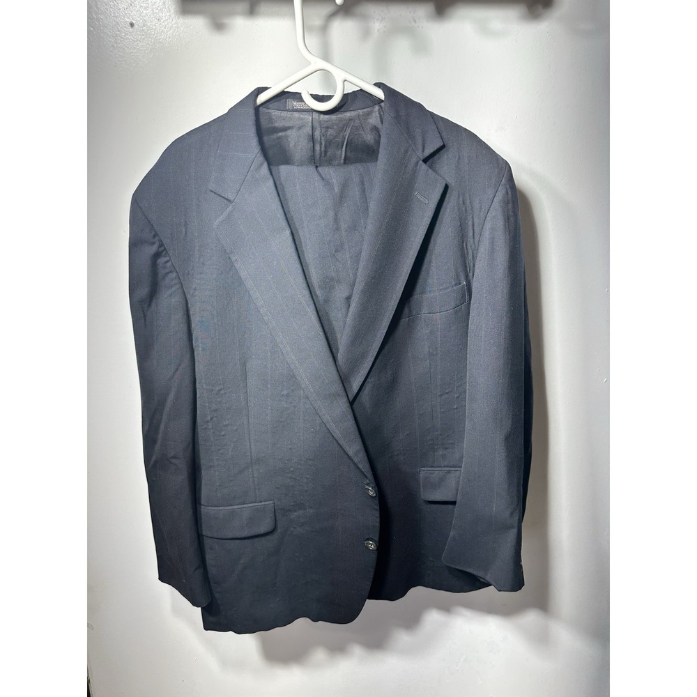 Christian Brooks Mens Gray Stripe 2pc Suit Blazer Sport Coat 50L